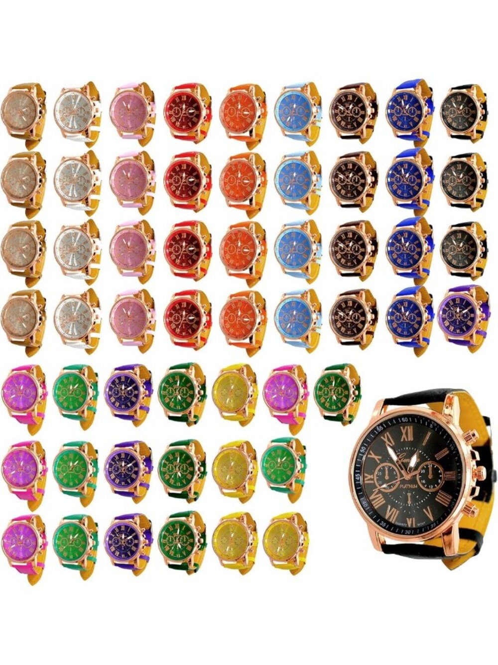 Stylish Unisex Quartz Watches Set with Roman Numerals & PU Leather Bands